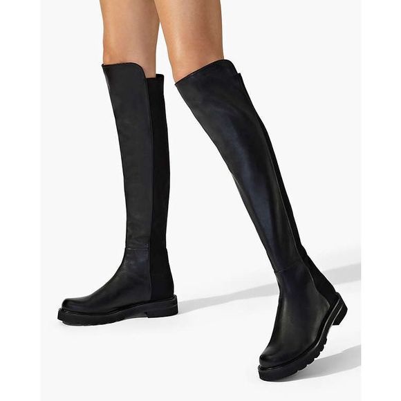 STUART WEITZMAN 5050 Lift leather and stretch over-the-knee boots - Picture 1 of 9